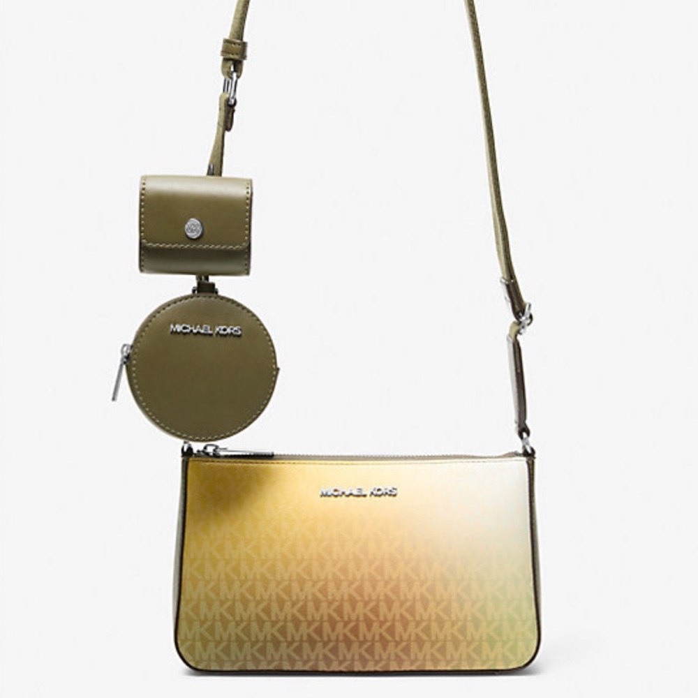 MICHAEL KORS Jet Set Sm Ombré Signature Logo Crossbody Case Apple Airpods Pro® - Picture 5 of 16
